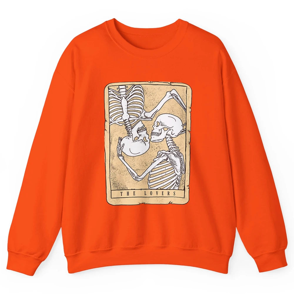 Tarot Card The Lovers Skeleton Couple Funny Skull Vintage Astrology Gothic Happy Valentine's Day Unisex Crewneck Sweatshirt