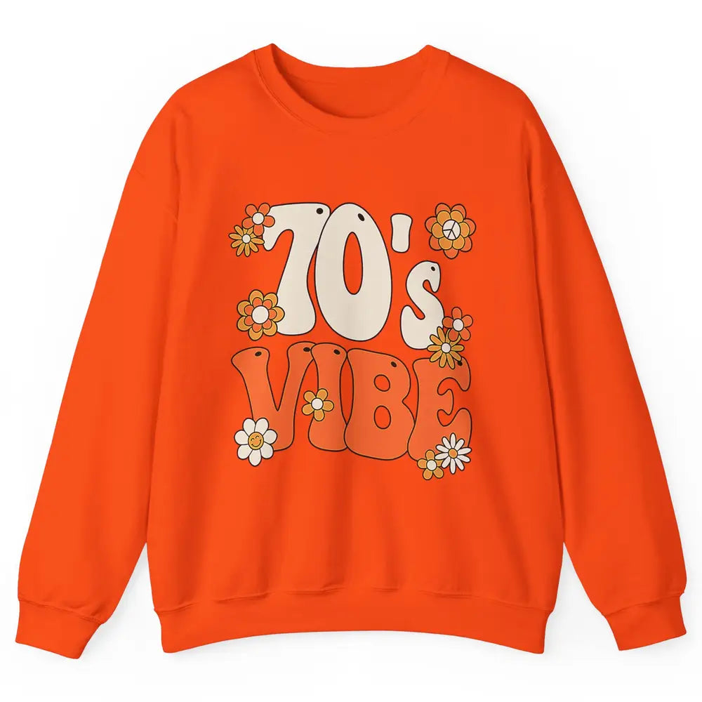 Retro 70s Vibe Groovy Smile Daisy Hippie Positive 1970 Party Unisex Crewneck Sweatshirt