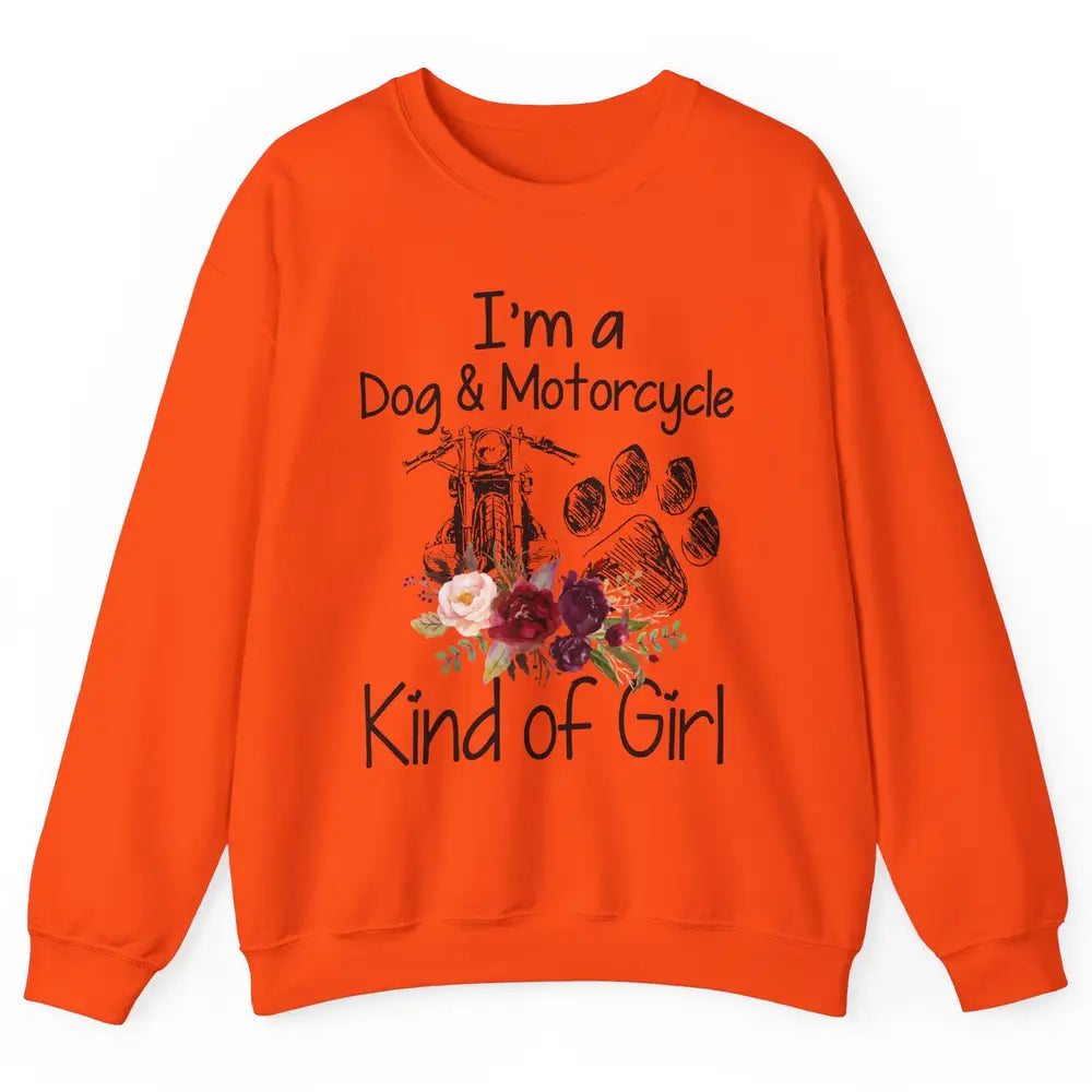 Retro Floral Motorbike I'm Dog Motorcycle Kinda Girl Dog Mom Unisex Crewneck Sweatshirt