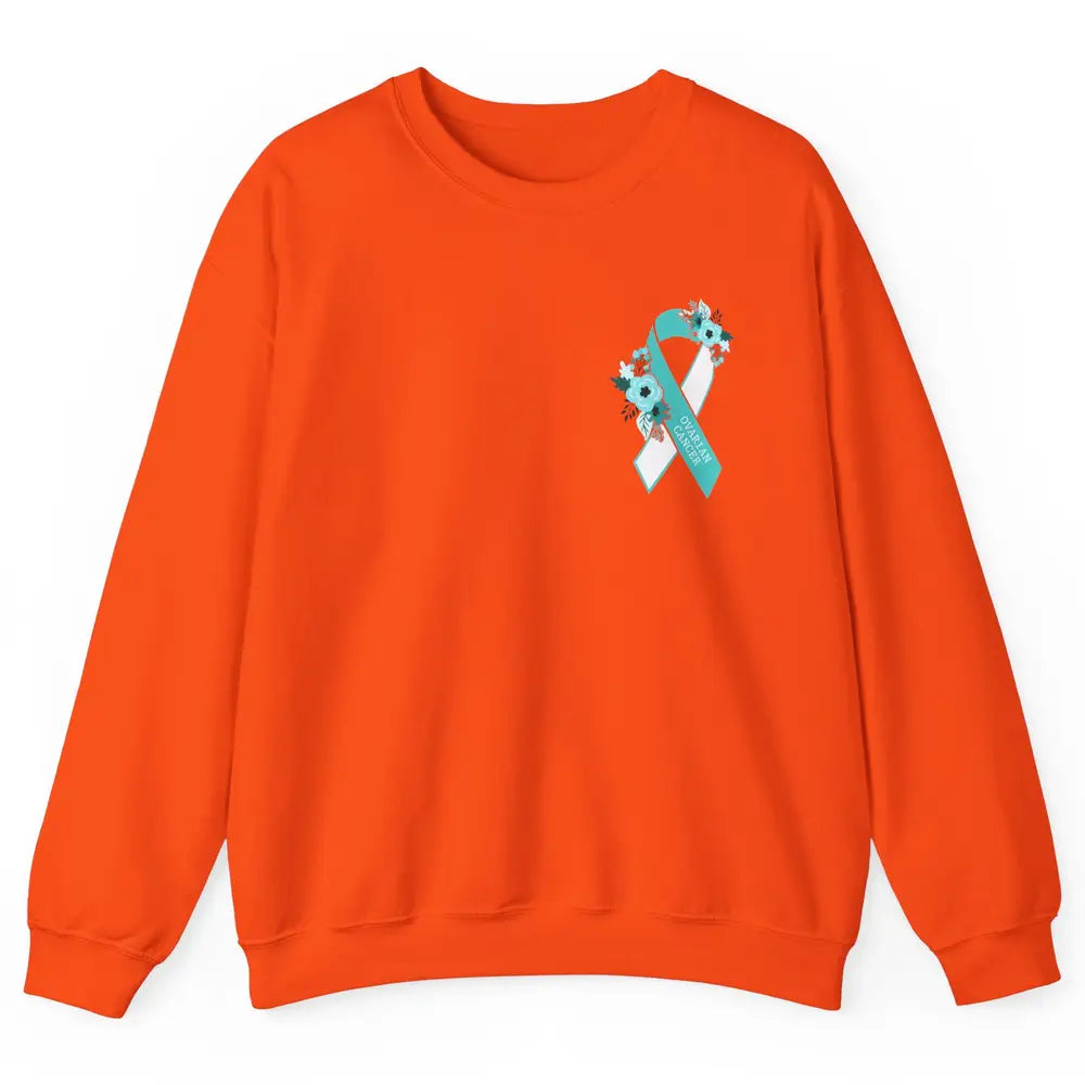 Ovarian Cancer Awareness Support Turquoise Ribbon Pocket Sz Unisex Crewneck Sweatshirt