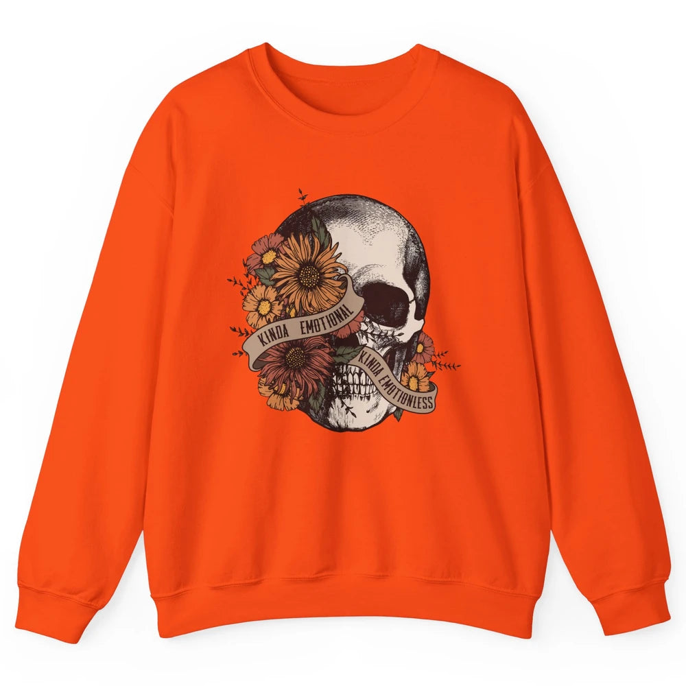Retro Kinda Emotional Kinda Emotionless Floral Skull Unisex Crewneck Sweatshirt