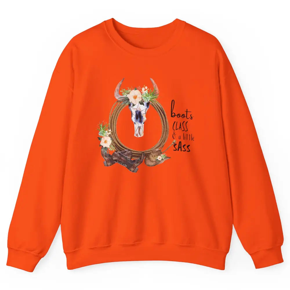 Retro Cowgirl Boots And Hat Boots Class A Little Sass Cowboy Unisex Crewneck Sweatshirt