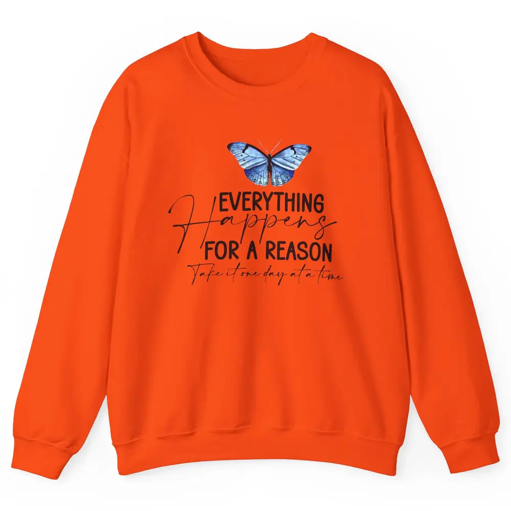 Retro Groovy Everything Happens For A Reason Inspirational Unisex Crewneck Sweatshirt