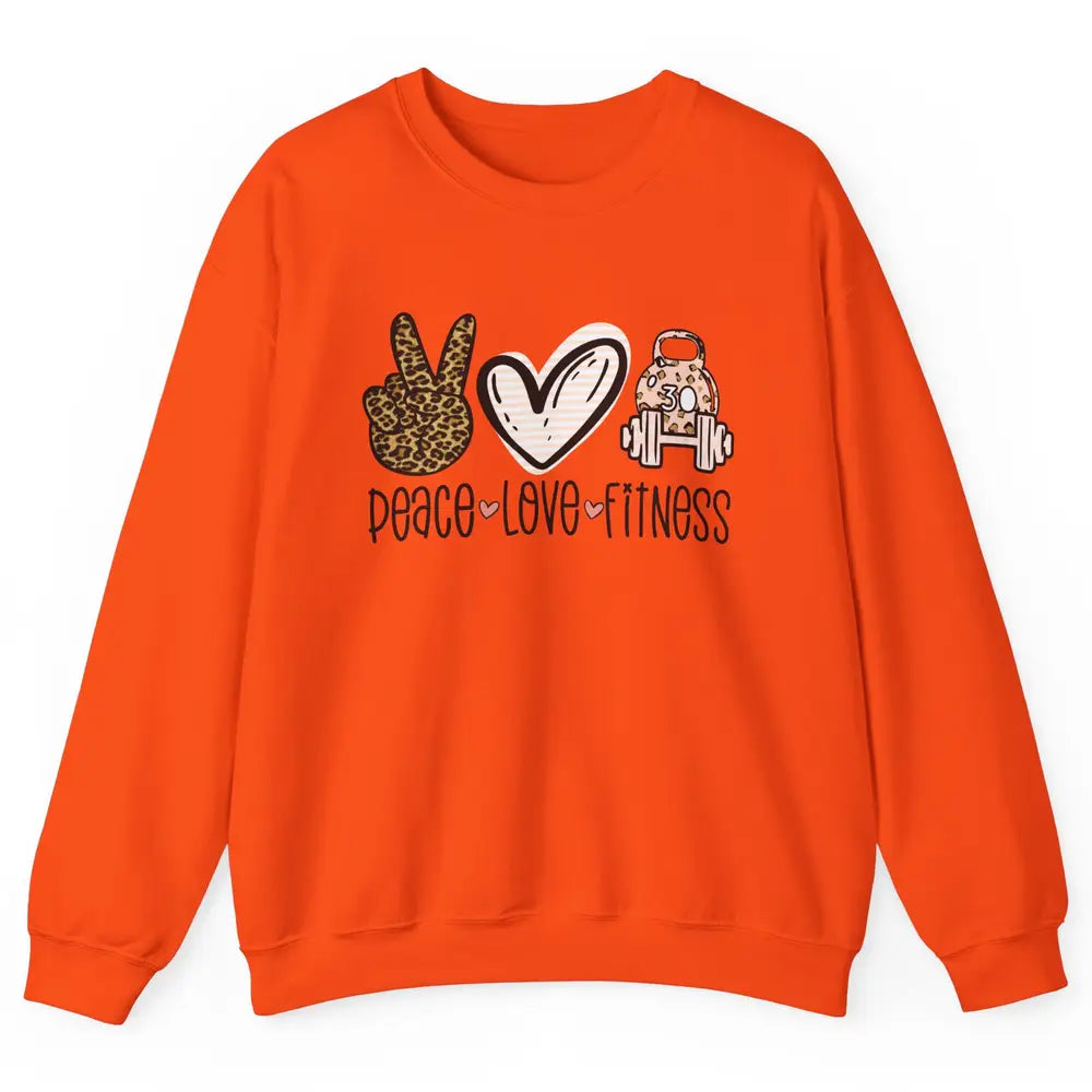 Peace Love Fitness Leopard Fitness Workout Gym Trainer Gift Unisex Crewneck Sweatshirt