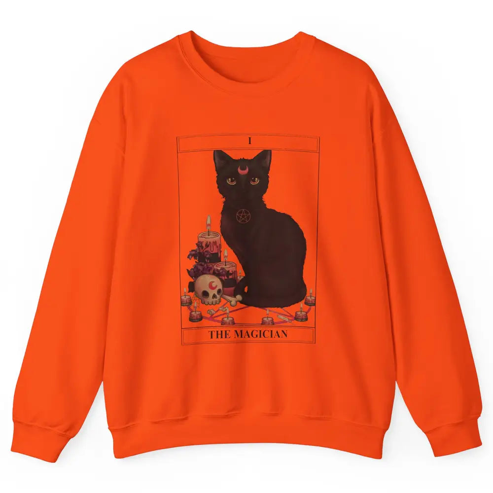 Retro Halloween Gothic Cat The Magician Tarot Witchcraft Unisex Crewneck Sweatshirt