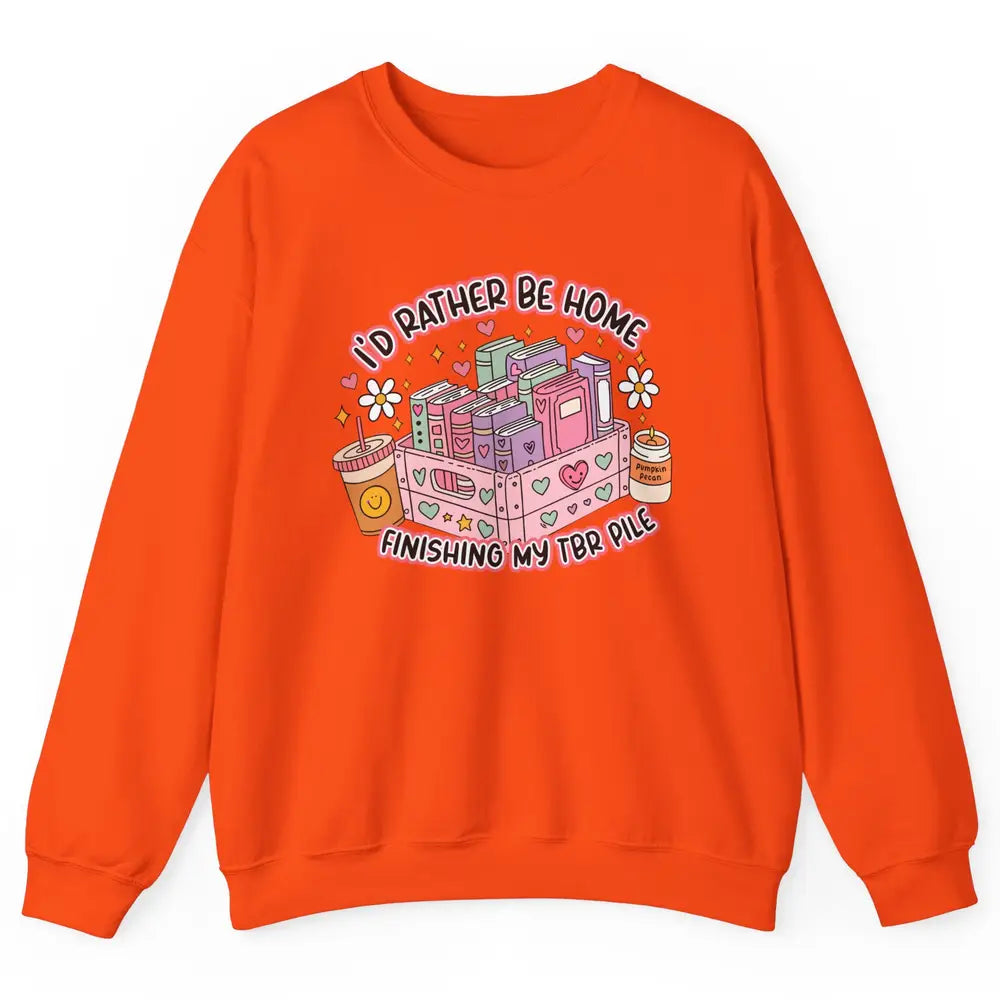Retro Groovy TBR Book Readers Be Home Finishing My TBR Pile Unisex Crewneck Sweatshirt