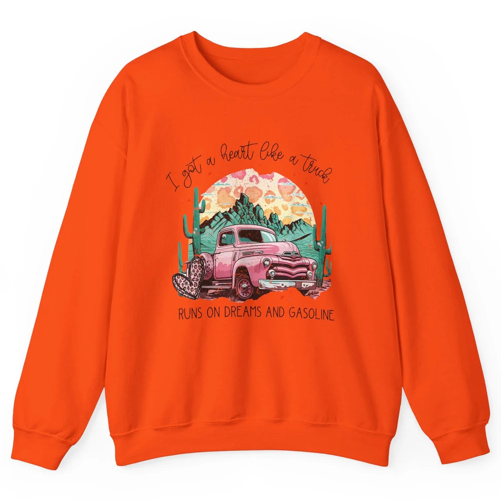 Retro Desert Truck Got A Heart Like A Truck Western Country Unisex Crewneck Sweatshirt