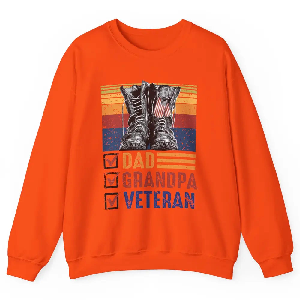 Retro US Flag Combat Boots Dad Grandpa Veteran Day Memorial Unisex Crewneck Sweatshirt