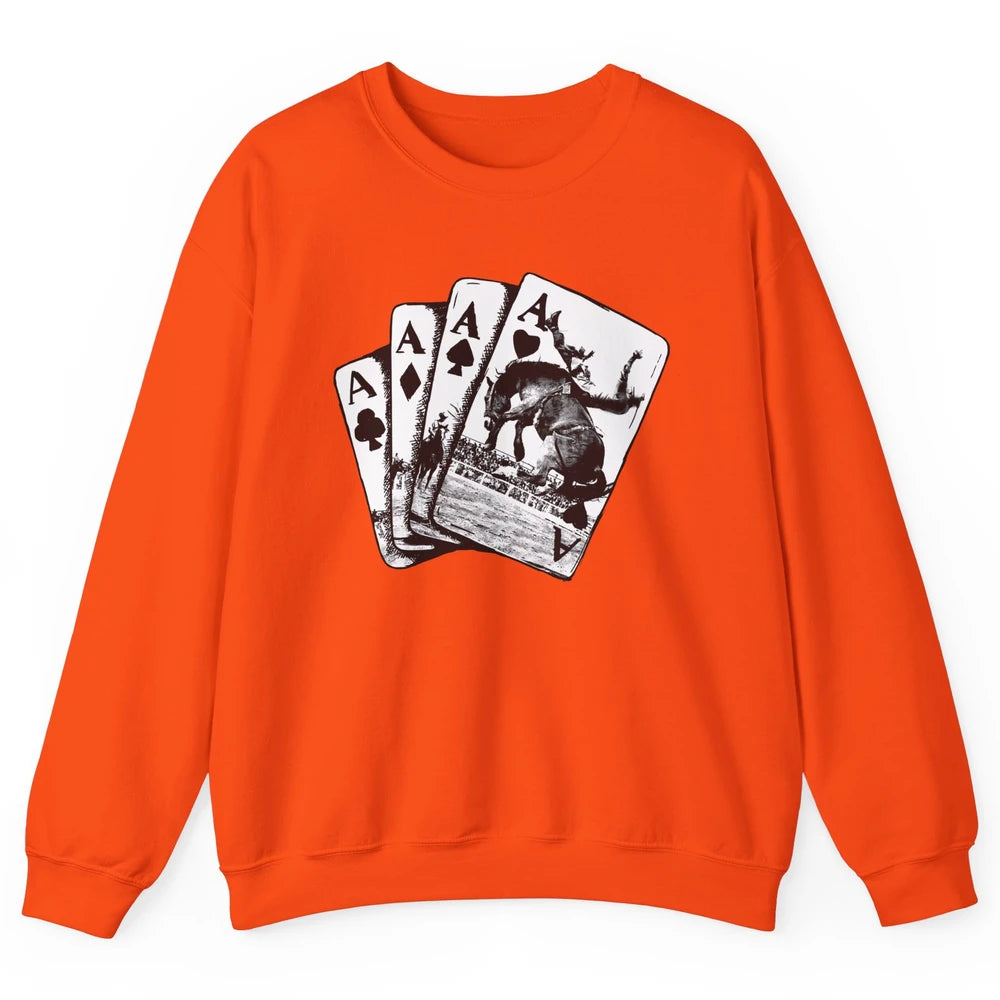 Punchy Cowboy Horsing Playing Cards Western Cowboy Rodeo Unisex Crewneck Sweatshirt