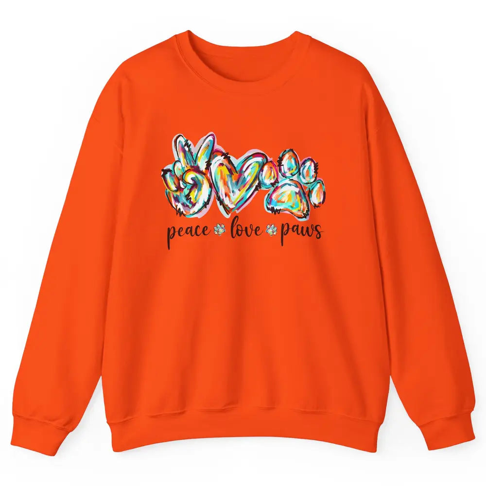 Peace Love Paws Cute Dog Cat Pet Mom Boho Rainbow Fur Lovers Unisex Crewneck Sweatshirt