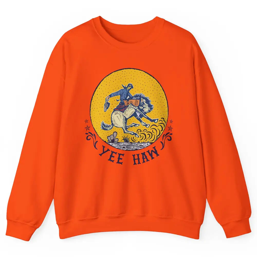 Retro Cowboy Yeehaw Western Country Cowgirls Horse Lovers Unisex Crewneck Sweatshirt