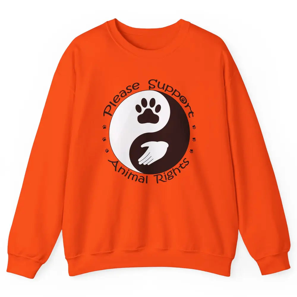 Please Support Animal Rights Pet Rescuer Paw Yin Yang Adopt Unisex Crewneck Sweatshirt
