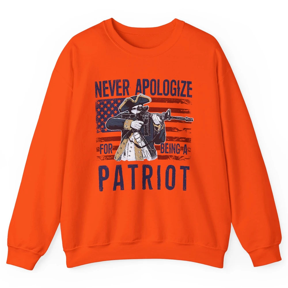 Never Apologize For Being A Patriot US Flag American Pride Unisex Crewneck Sweatshirt