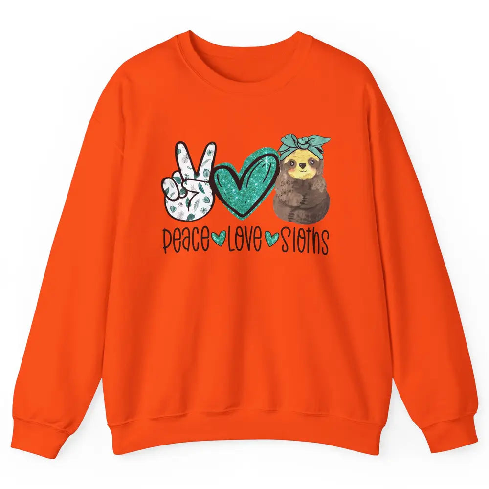 Peace Love Sloths Cute Baby Sloth With Bandana Sloth Lovers Unisex Crewneck Sweatshirt