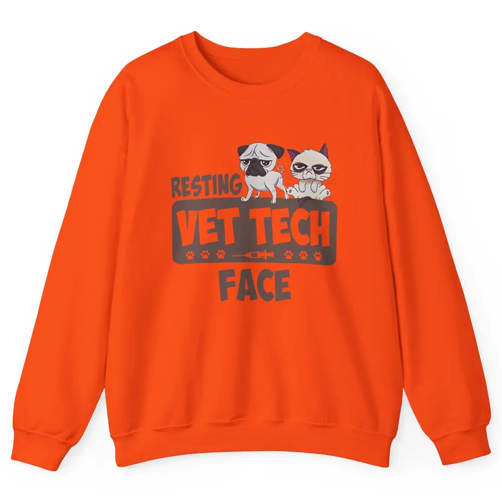 Resting Vet Tech Animal Face Nurse Veterinarian Dog Cat Paw Unisex Crewneck Sweatshirt