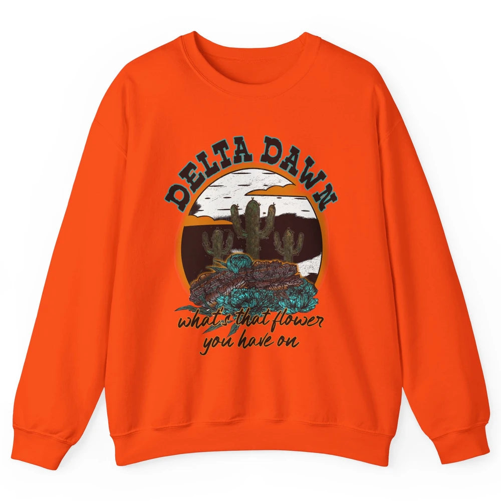 Retro Desert Night Delta Dawn What's That Flower Western Unisex Crewneck Sweatshirt