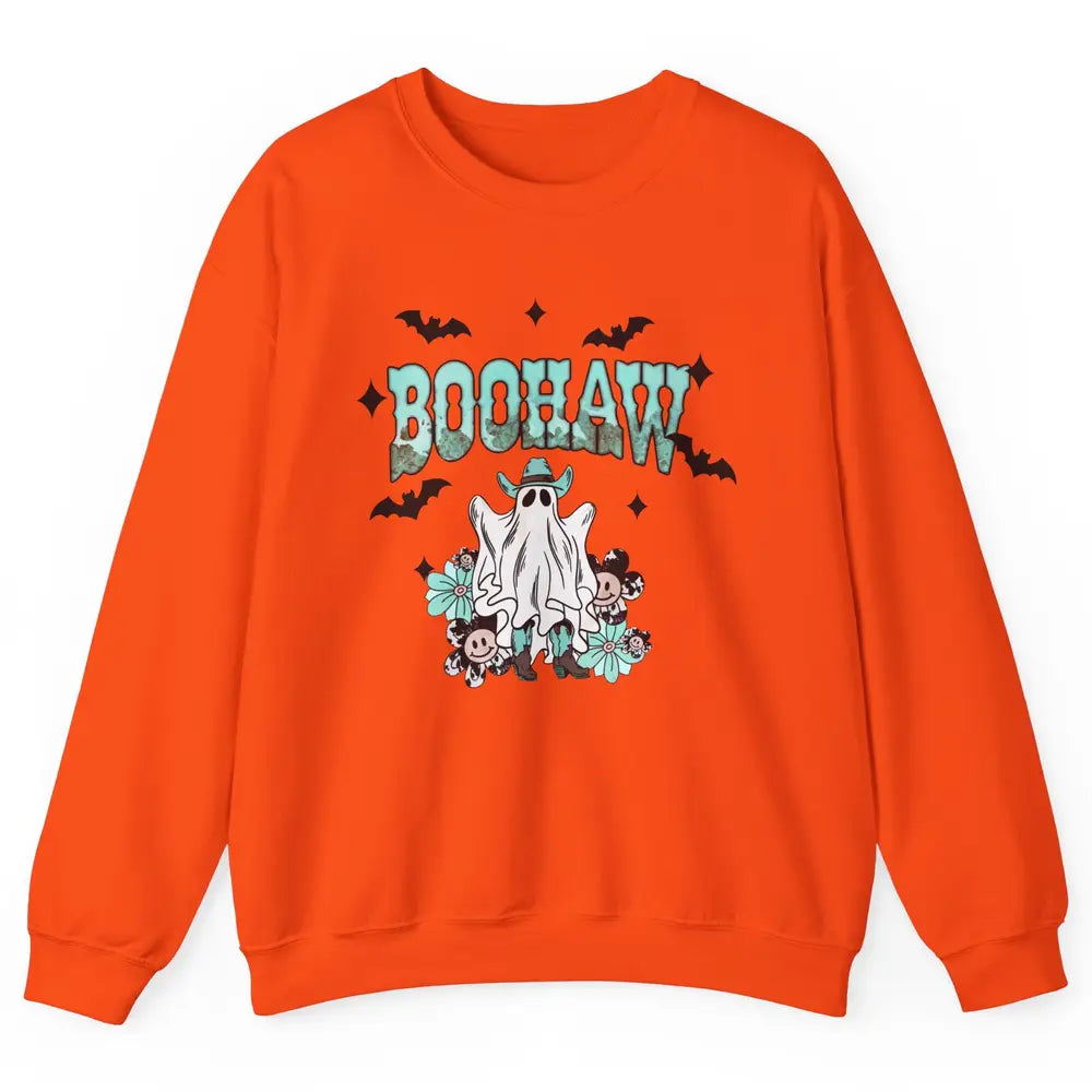 Retro Cowboy Ghost Boohaw Boot Scooting Western Halloween Unisex Crewneck Sweatshirt