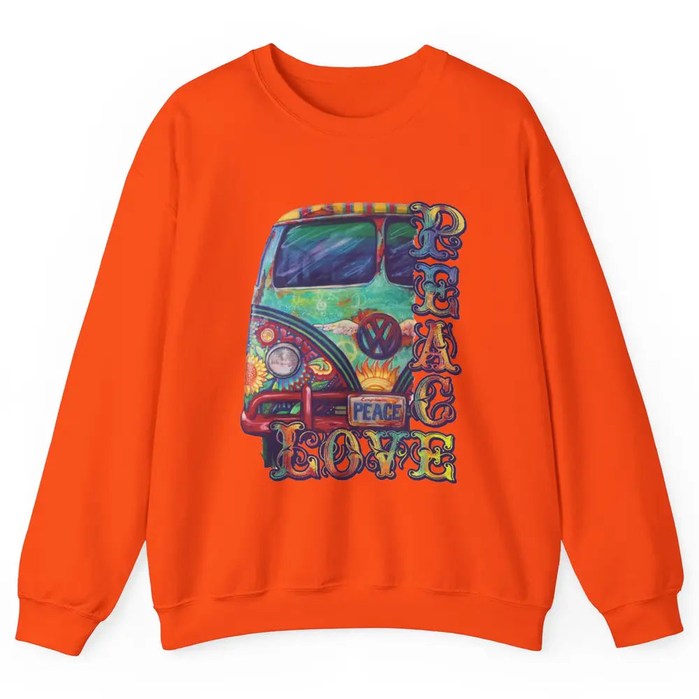Peace And Love Hippie Van Peacemobile Vintage Gift Camping Unisex Crewneck Sweatshirt