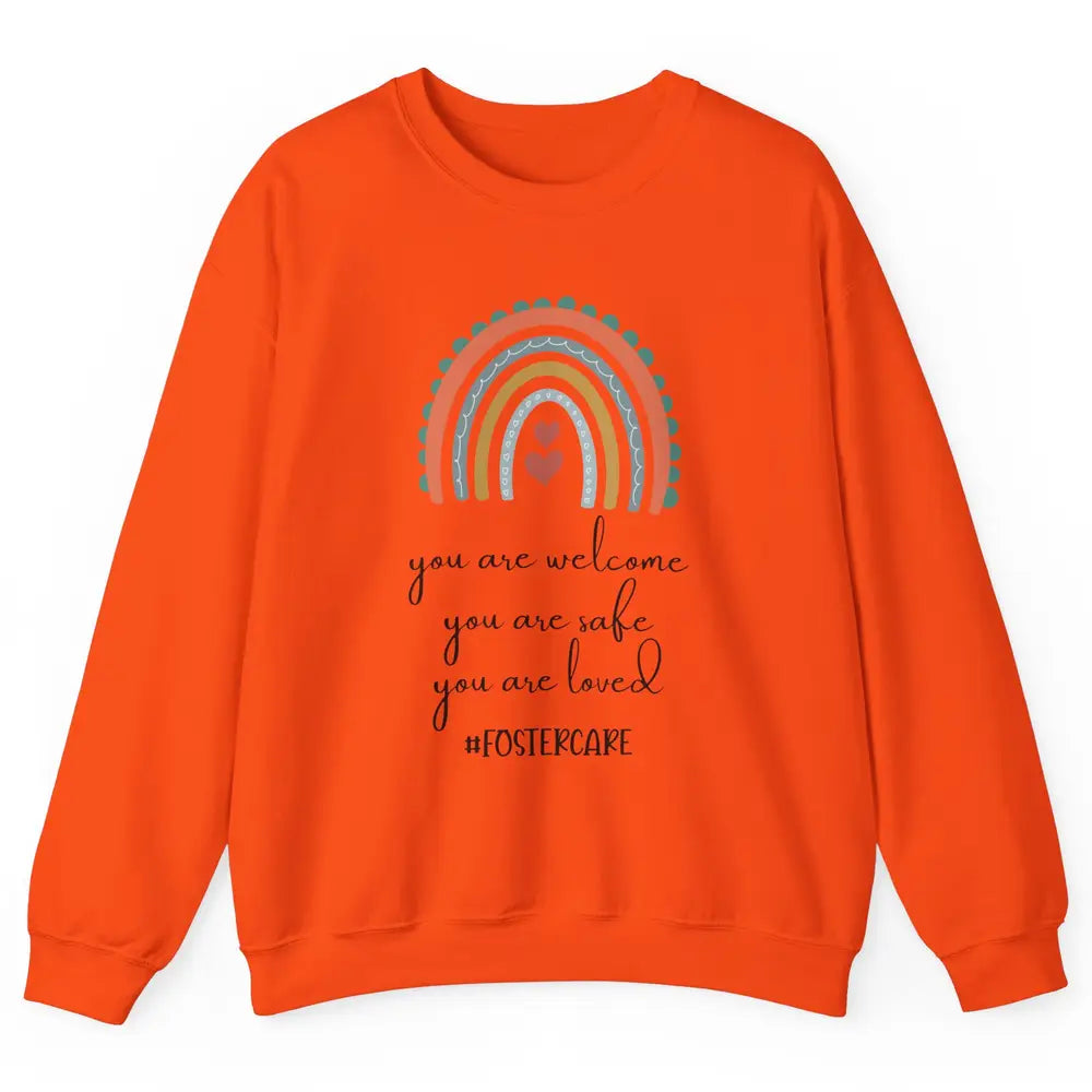 Rainbow Heart You Are Safe Loved Be The Village Foster Care Unisex Crewneck Sweatshirt
