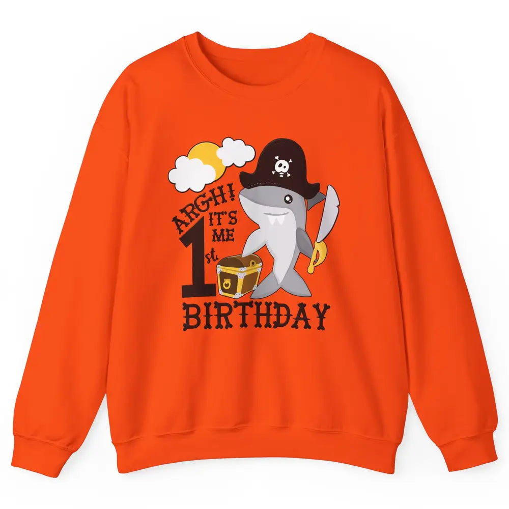 Pirate Shark 1st Birthday Party 1st Birthday Boy Girl Gift Unisex Crewneck Sweatshirt