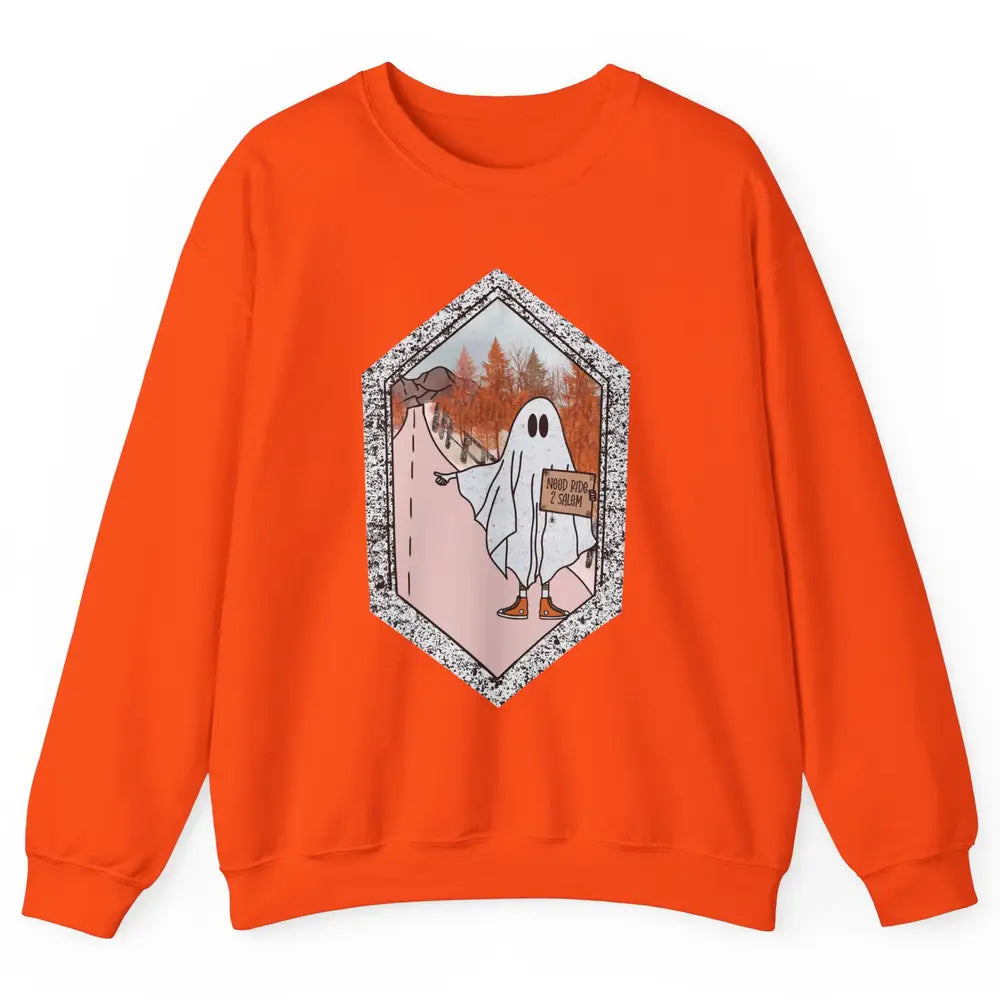Funny Ghost Need Ride To Salem Witch Halloween Costume Unisex Crewneck Sweatshirt