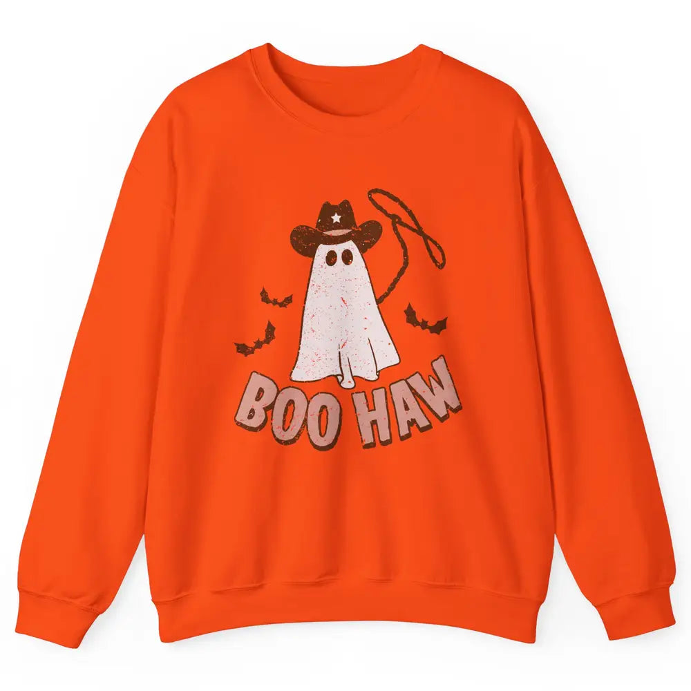 Retro Cowboo Boo Haw Ghost Fall Spooky Season Western Cowboy Unisex Crewneck Sweatshirt