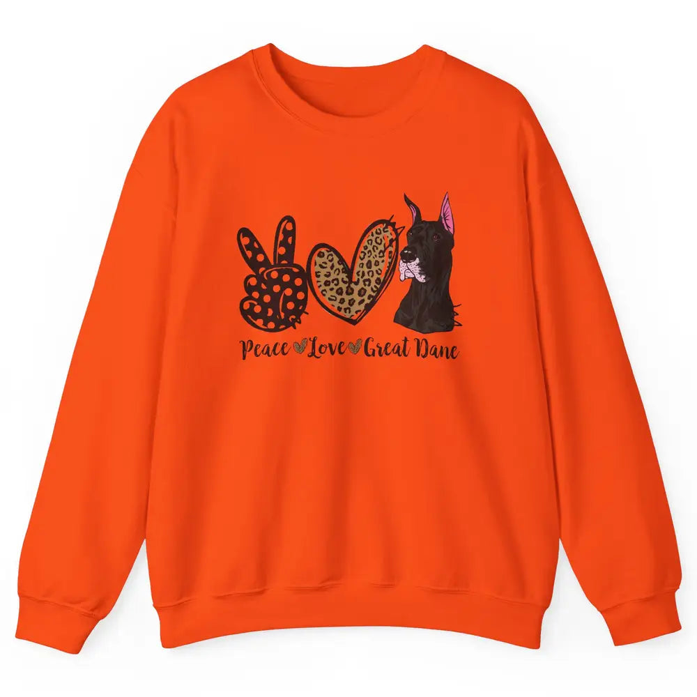 Peace Love Great Dane Dog Mom Dad Great Dane Lovers Leopard Unisex Crewneck Sweatshirt