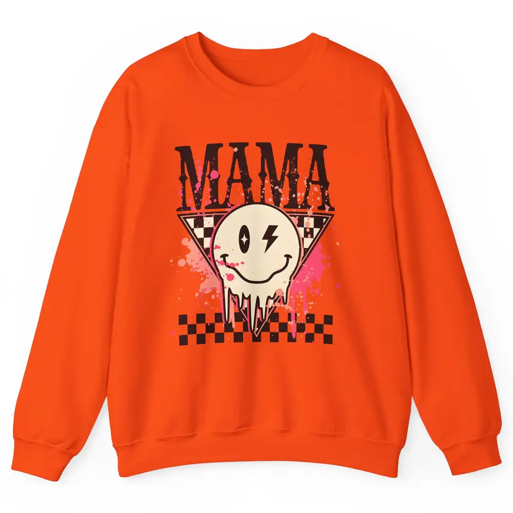 Retro Mama Lightning Bolt Smiling Face Western Mothers Day Unisex Crewneck Sweatshirt