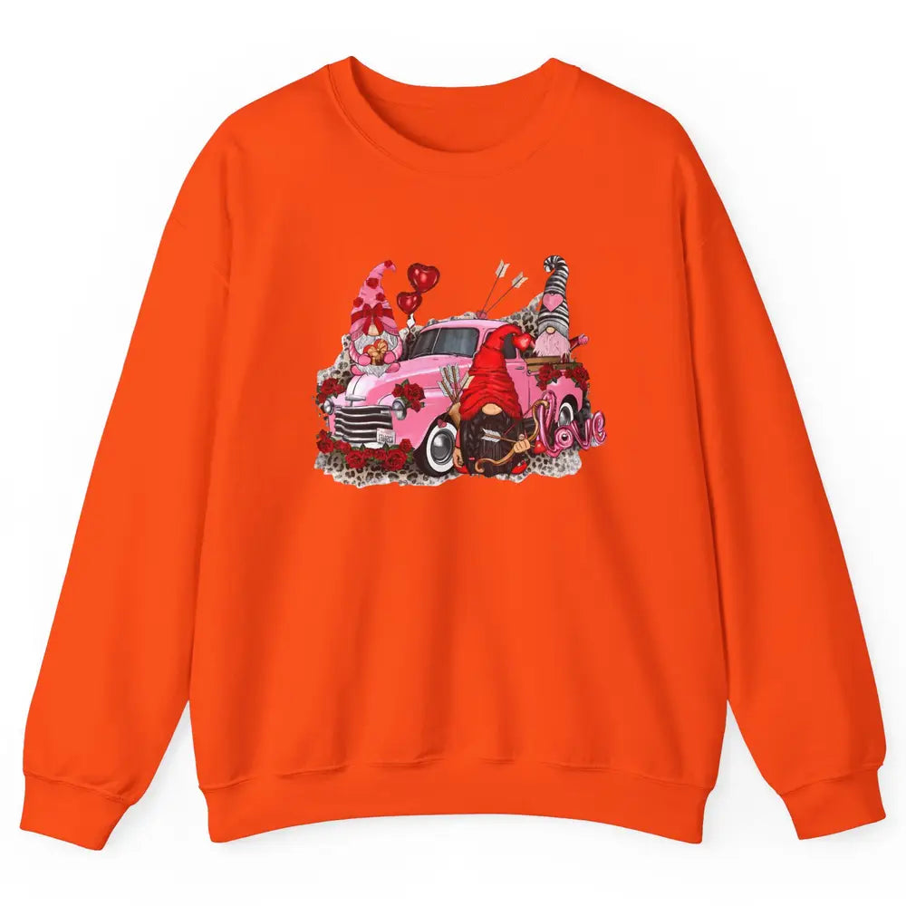 Pink Gnomes Truck Valentines Loads Of Love Western Valentine Unisex Crewneck Sweatshirt