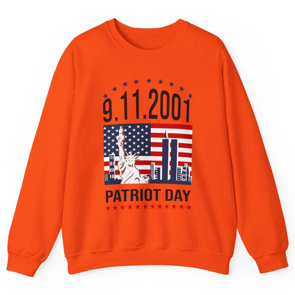 Never Forget 9-11-2001 American Flag Patriotic Memorial Day Unisex Crewneck Sweatshirt