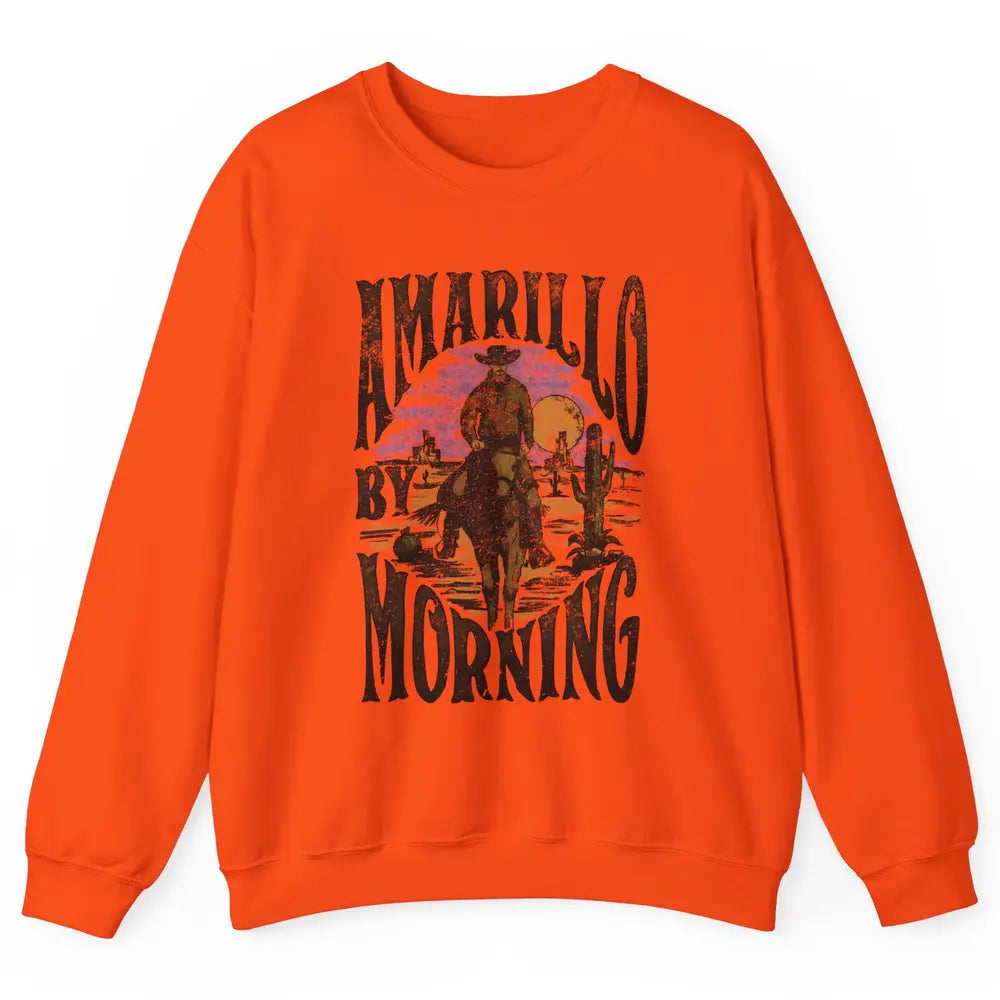 Retro Cowboy Riding Horse Desert Amarillo By Morning Western Unisex Crewneck Sweatshirt