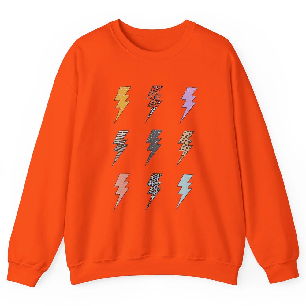 Preppy Lightning Bolt Colorful Leopard Cheetah Western Retro Unisex Crewneck Sweatshirt