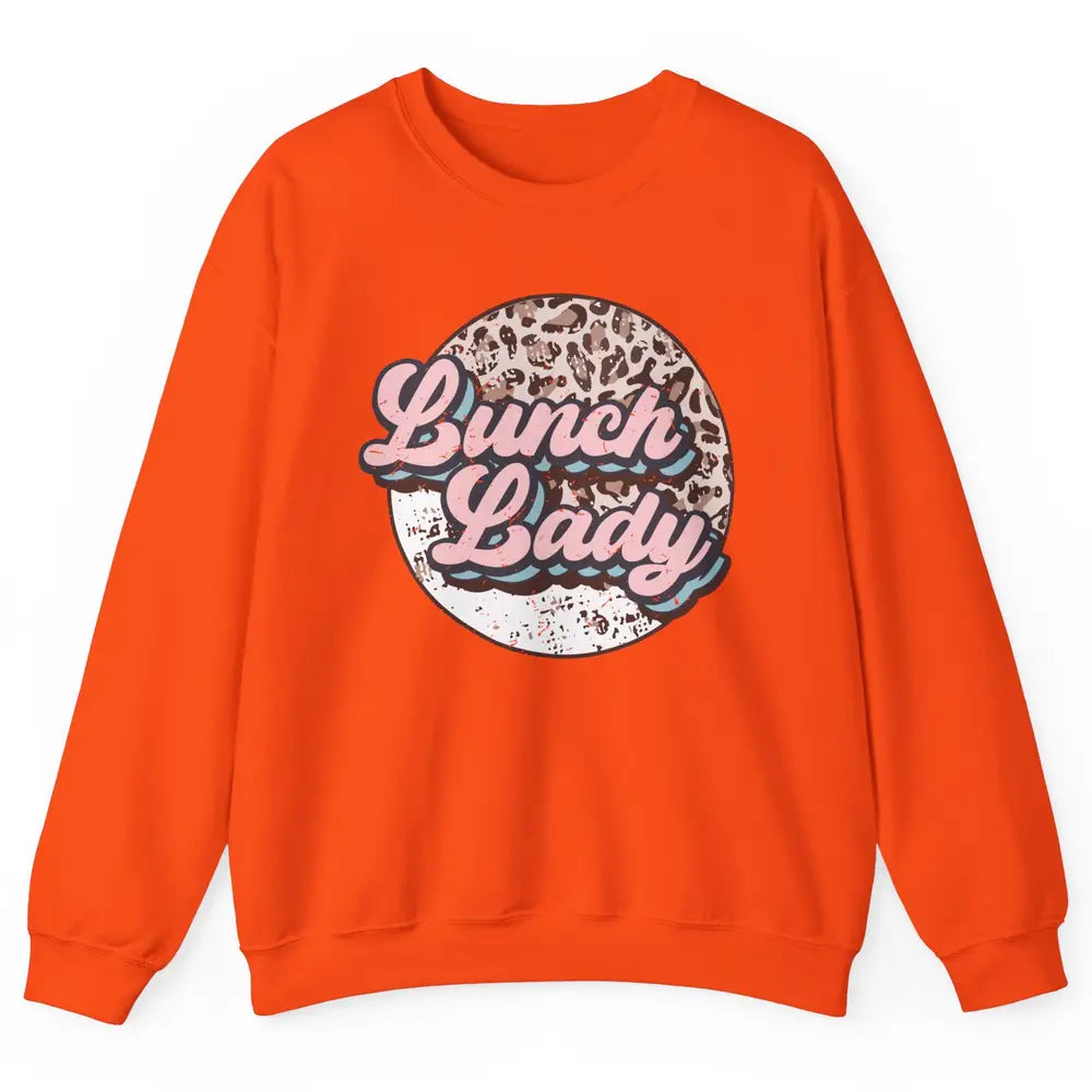Retro Leopard Lunch Lady Cafeteria Life Lunch Lady Halloween Unisex Crewneck Sweatshirt