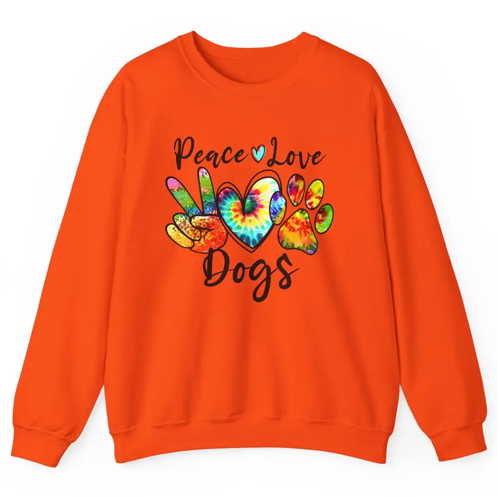 Peace Love Dogs Tie Dye Paw Print Dog Mama Mothers Day Gift Unisex Crewneck Sweatshirt