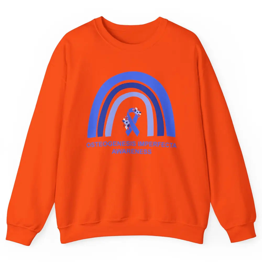 Osteogenesis Imperfecta Awareness OI Floral Blue Rainbow Unisex Crewneck Sweatshirt