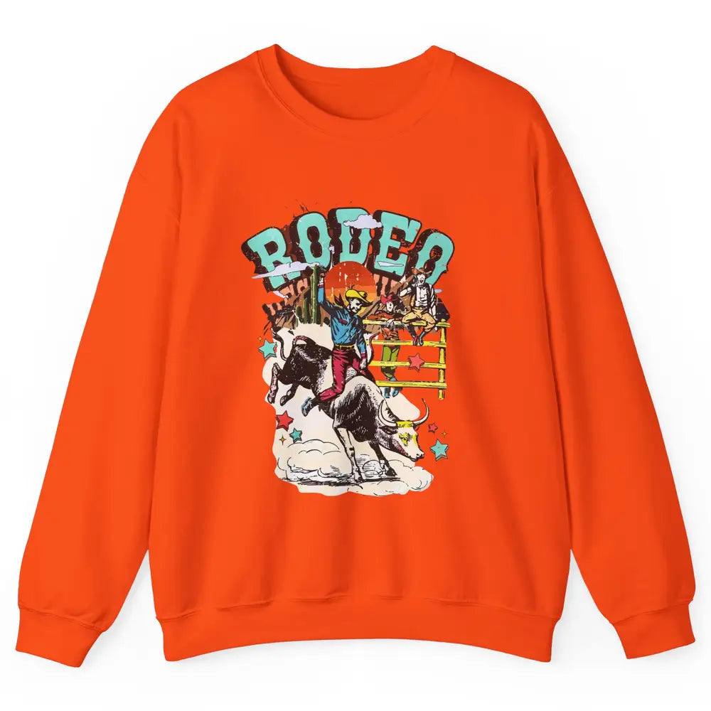 Retro Cowboy Horsing Rodeo Dad Bull Racing Western Country Unisex Crewneck Sweatshirt