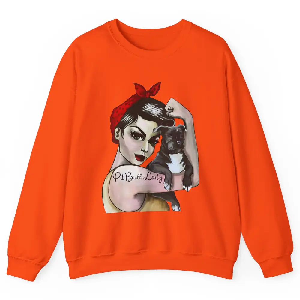 Pit Bull Lady Pit Bull Mom Dog Mom Bandana Dog Lovers Gift Unisex Crewneck Sweatshirt