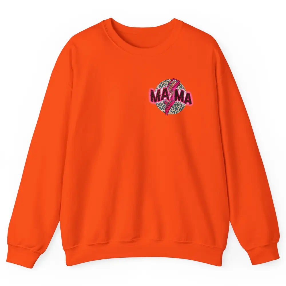 Retro Mama Leopard Pink Lightning Bolt Western Country Mama Unisex Crewneck Sweatshirt