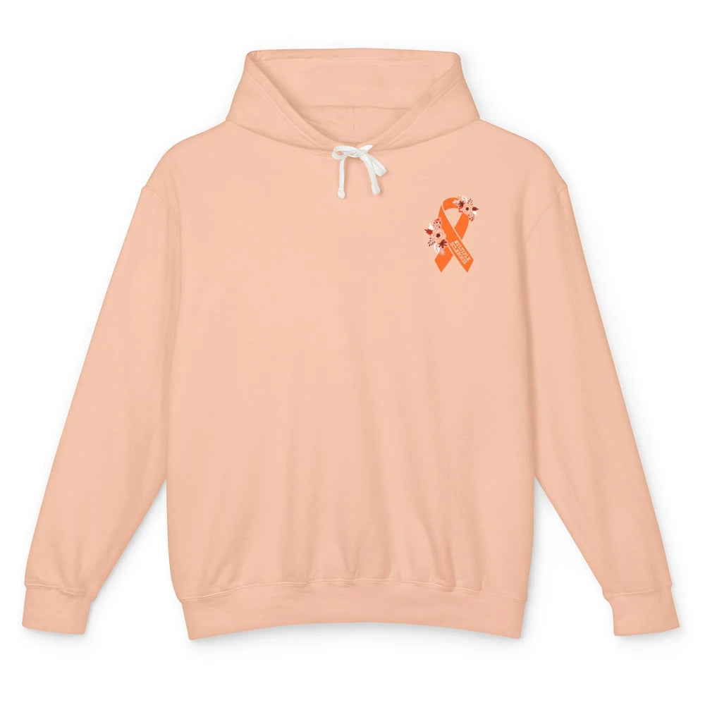 Multiple Sclerosis Awareness Floral Orange Ribbon Rainbow Unisex Lightweight Hoodie