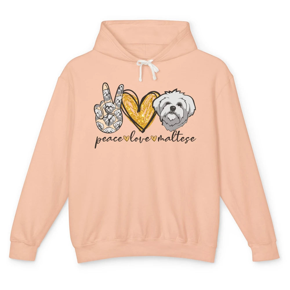 Peace Love Maltese Dog Maltese Dad Mom Mothers Fathers Day Unisex Lightweight Hoodie