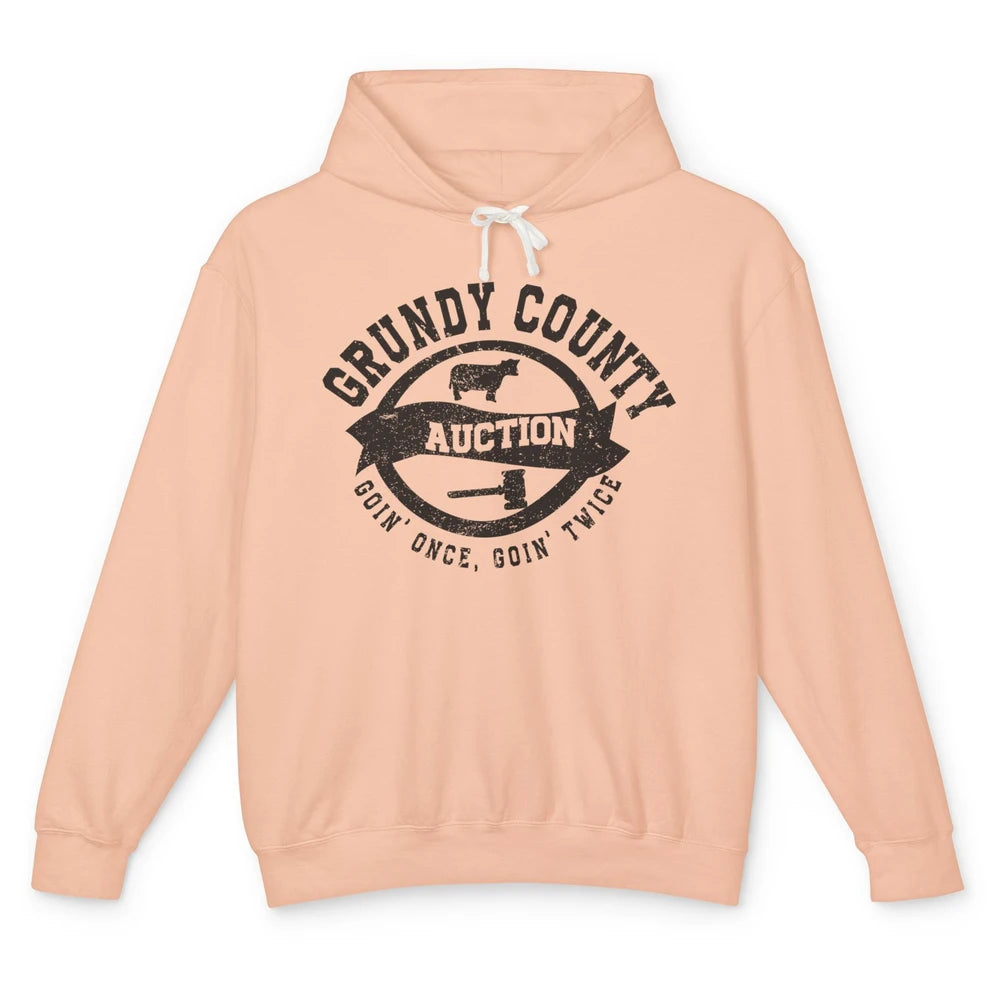 Retro Bull Skull Grundy County Auction Western Country Farm Unisex Lightweight Hoodie