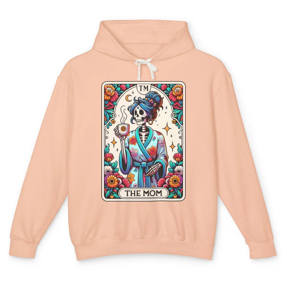 Retro Floral Skeleton The Mom Tarot Card Halloween Mom Life Unisex Lightweight Hoodie