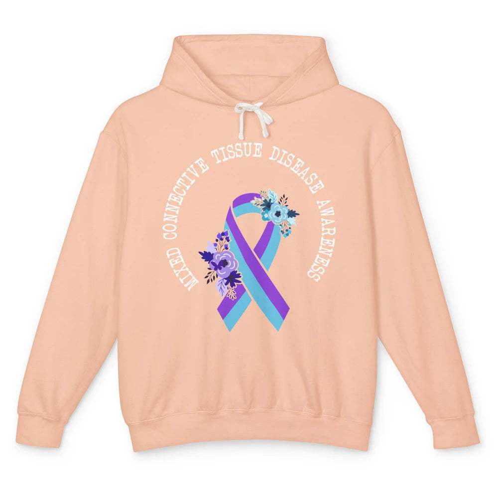 Mixed Connective Tissue Disease Awareness MCTD Floral Ribbon Unisex Lightweight Hoodie