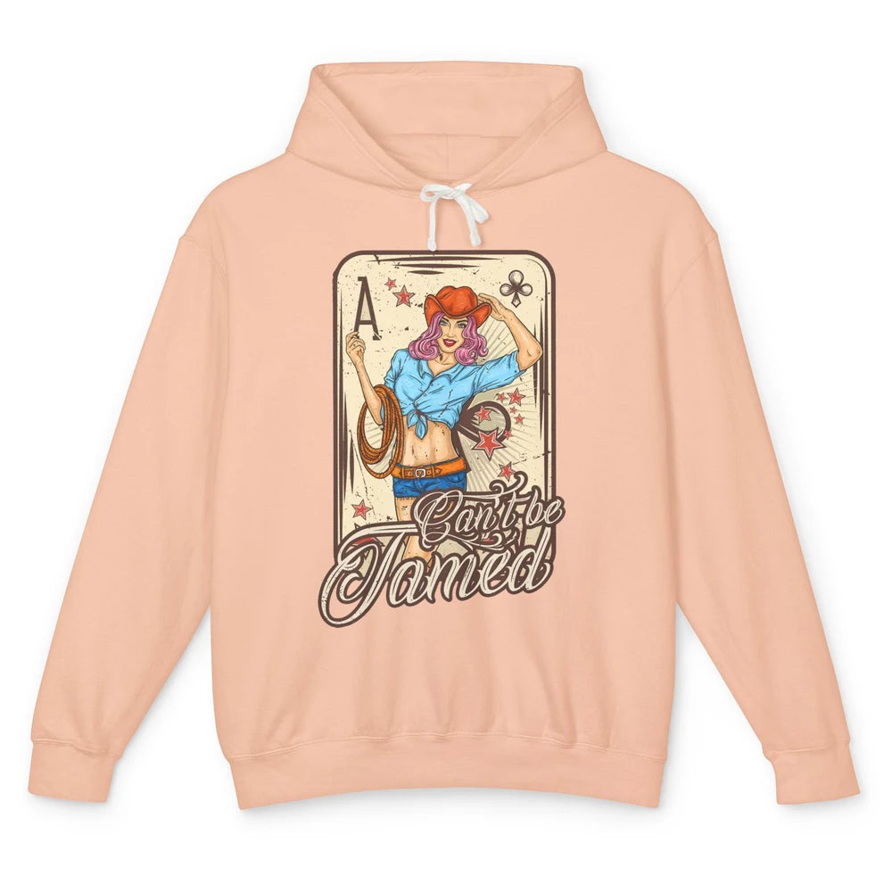 Retro Cowgirl Card Can't Be Tamed Western Country Midwest Unisex Lightweight Hoodie