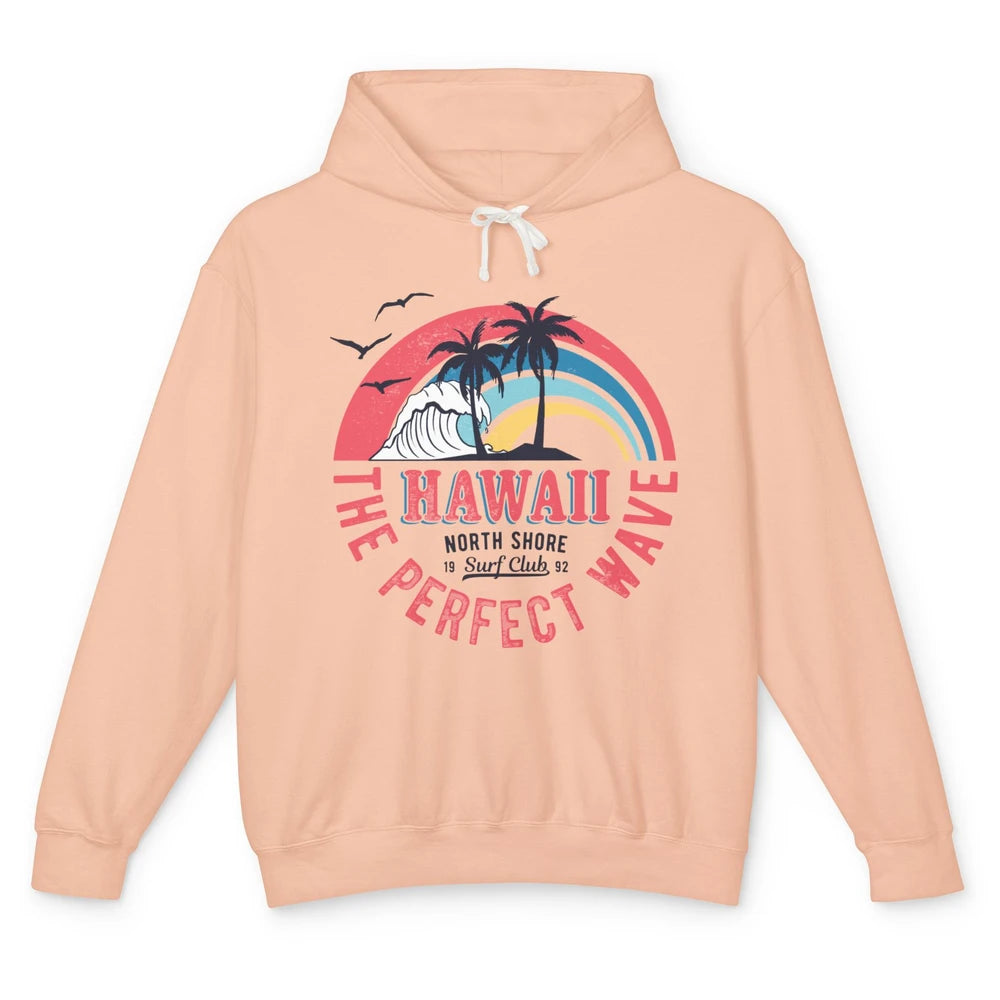 Retro Hawaii North Shore Surf Club Beach Palms Vintage 1980s Unisex Lightweight Hoodie