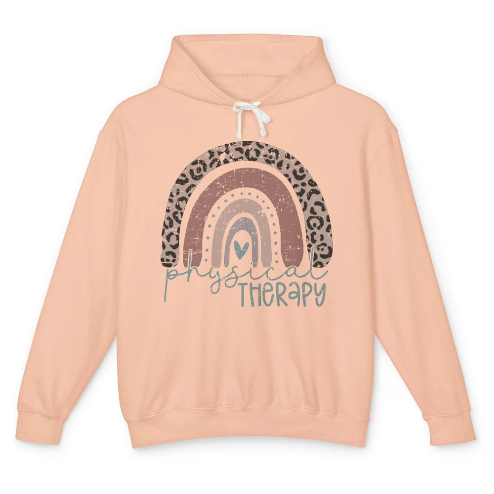 Retro Physical Therapy Rainbow Physical Therapist PT Leopard Unisex Lightweight Hoodie