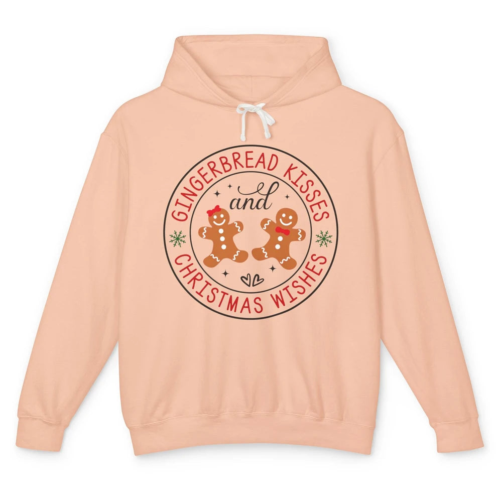 Christmas Gingerbread Kissed And Christmas Wishes Winter Unisex Lightweight Hoodie