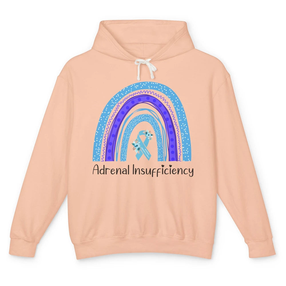 Adrenal Insufficiency Awareness Floral Light Blue Ribbon Unisex Lightweight Hoodie