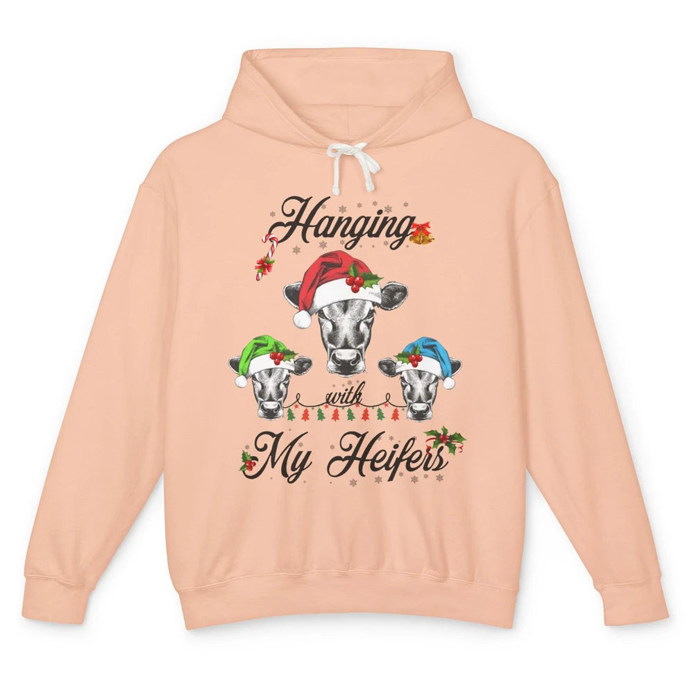 Funny Hanging With My Heifers Santa Heifer Christmas Costume Unisex Lightweight Hoodie