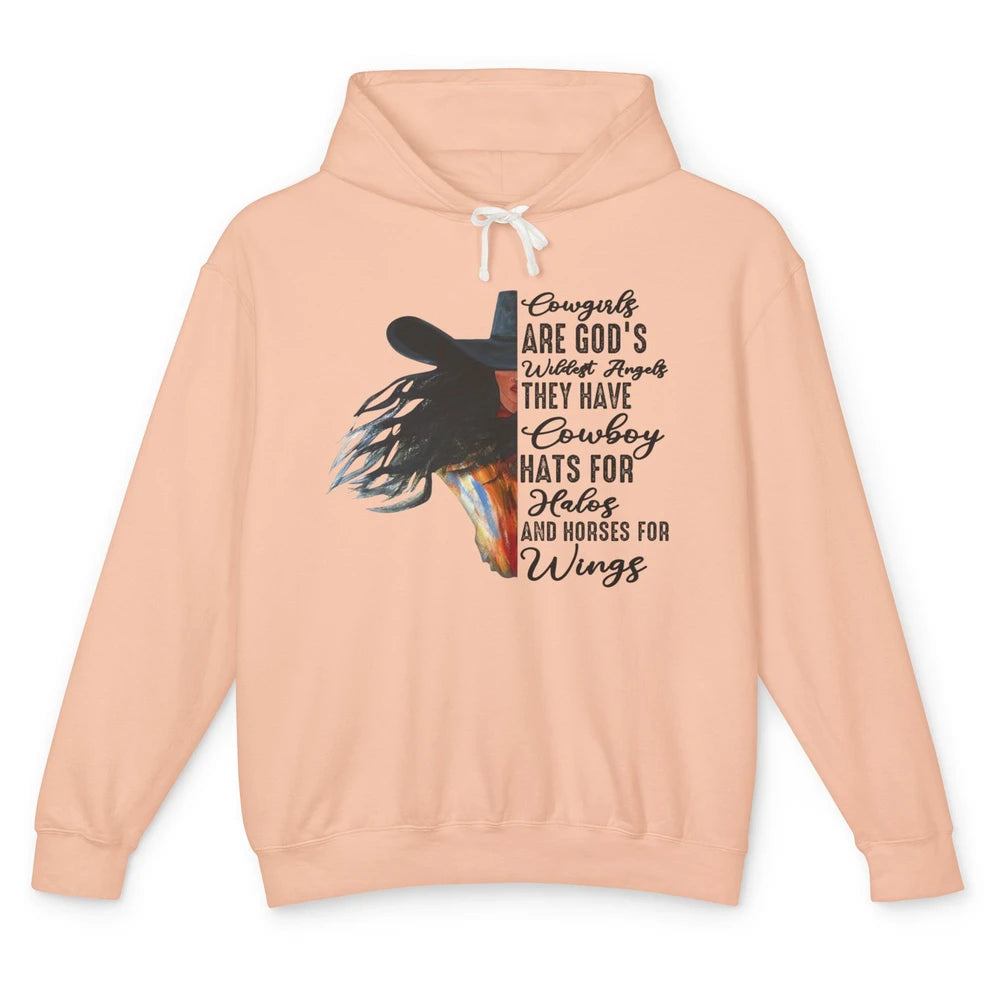 Retro Cowgirls Are God's Wildest Angel Western Country Rodeo Unisex Lightweight Hoodie